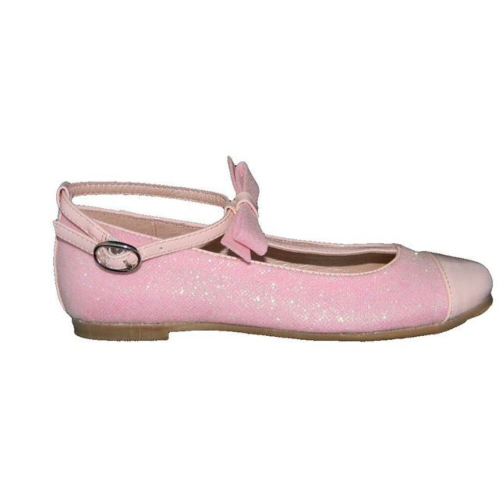 Amiana sz 11 Girls Pink Glitter Mary Janes Shoes Boutique w/Ankle Strap‎ & bow